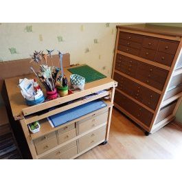 Commode tiroirs rangement et meuble atelier scrapbooking Orcines