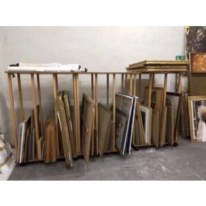 Leinwandaufbewahrung mit Rollen 154 cm mit 3 Brettern