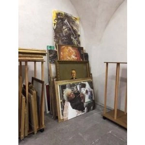 Leinwandaufbewahrung mit Rollen 154 cm mit 3 Brettern