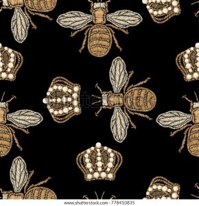 Broderie au fil d'or abeille