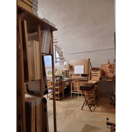 auboi Mal-Arbeitstisch und Trolley für Leinwände und Gemälde ardèche Christine