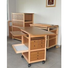 meuble dessin bois tiroirs